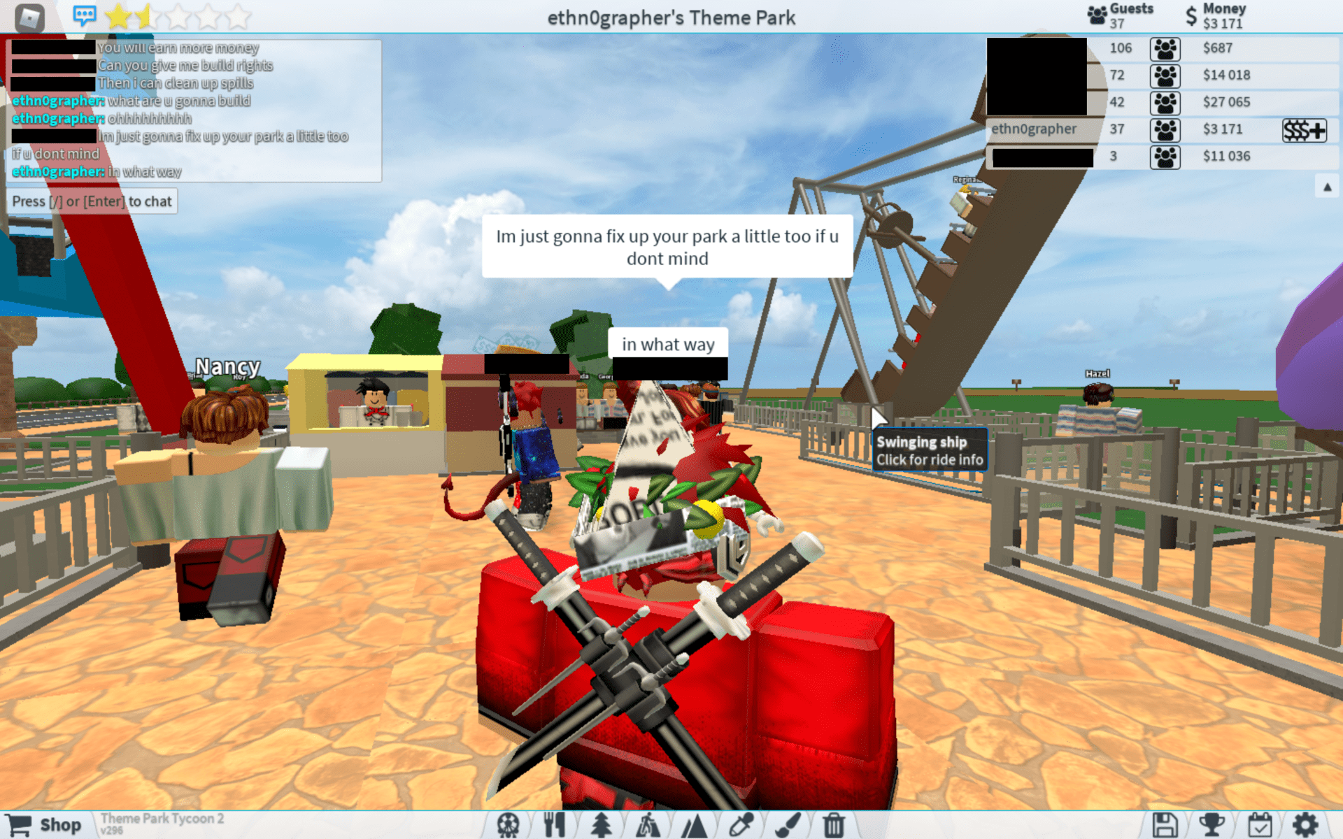 how to put water in roblox theme park tycoon 2