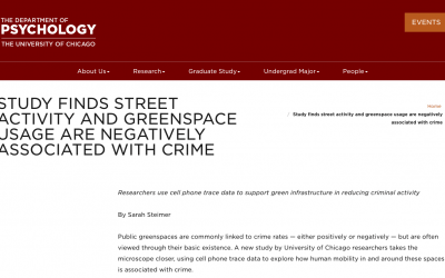 the department of psychology at UChicago: “Study finds street activity and greenspace usage are negatively associated with crime”
