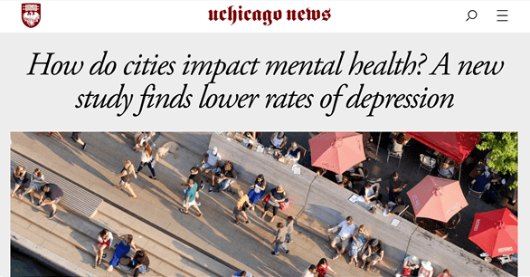 UChicago News: “How do cities impact mental health? A new study finds lower rates of depression”