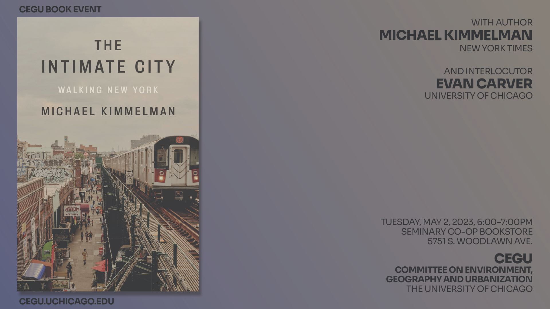 poster for Michael Kimmelman book talk, May 2, 2023