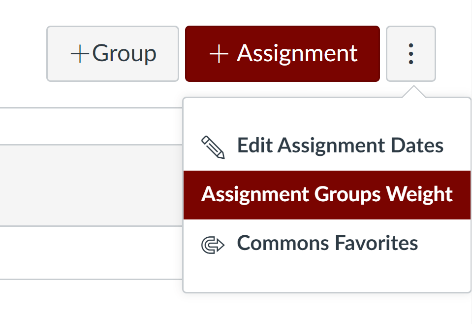 Drop-Down Menu with Assignment Groups Weight Selected