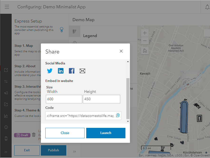 Sharing your Map using an embedded App