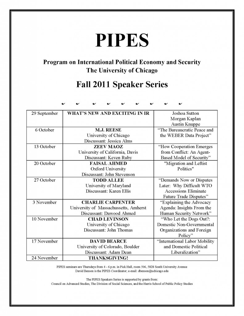 PIPES Schedule 2011 Autumn