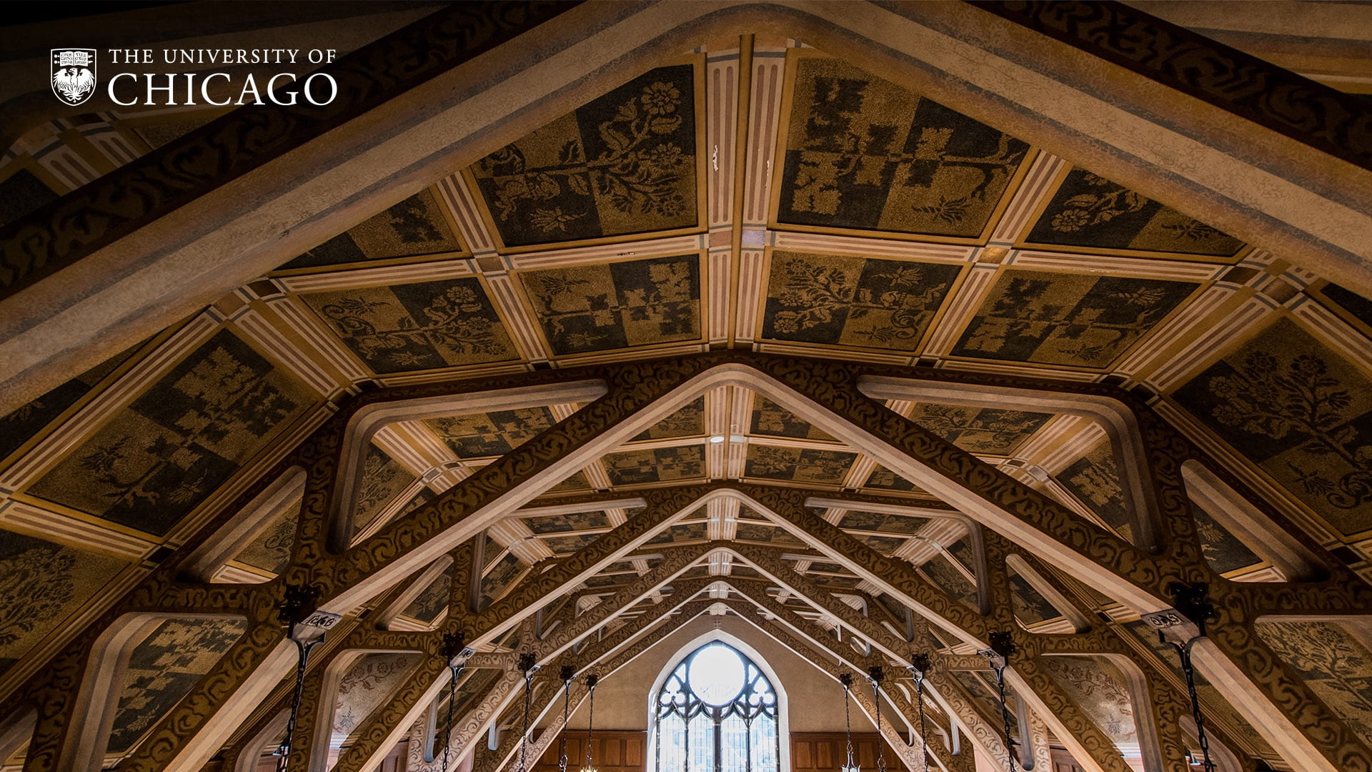 Wood beam ceiling with intricate pattern and detail